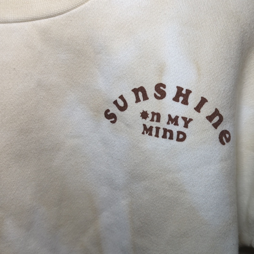 Rylee + Cru Sunshine on my Mind Sweatshirt Tan White Tie-Dye Crewneck Size 6-7 - Picture 2 of 6